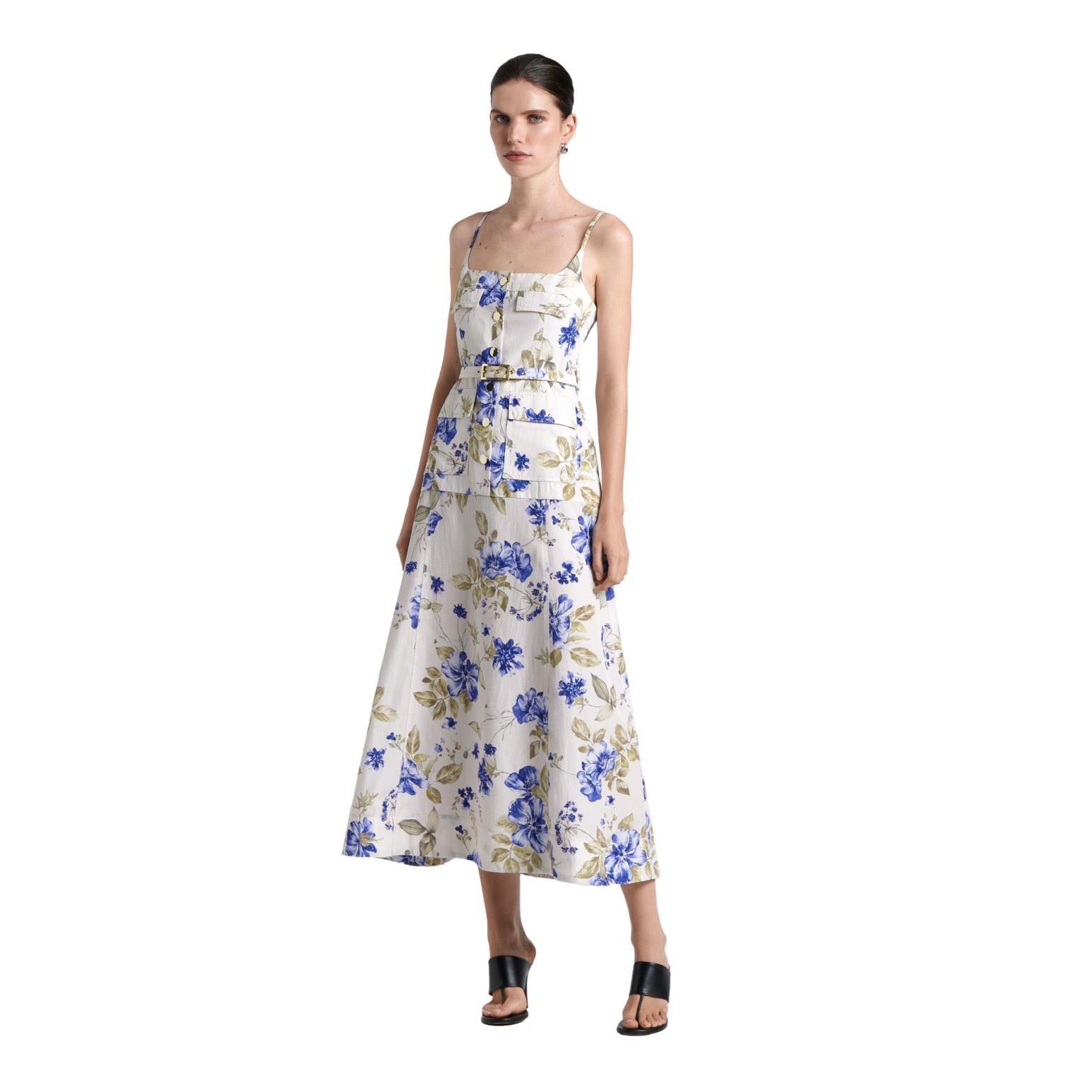 Cue Summer Blue Floral Midi Dress